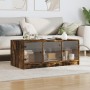 Smoked oak coffee table with glass doors 102x50x42 cm by , Coffee table - Ref: Foro24-836417, Price: 86,99 €, Discount: %