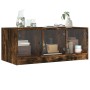 Smoked oak coffee table with glass doors 102x50x42 cm by , Coffee table - Ref: Foro24-836417, Price: 86,99 €, Discount: %