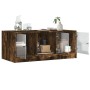 Smoked oak coffee table with glass doors 102x50x42 cm by , Coffee table - Ref: Foro24-836417, Price: 86,99 €, Discount: %