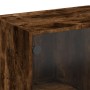 Smoked oak coffee table with glass doors 102x50x42 cm by , Coffee table - Ref: Foro24-836417, Price: 86,99 €, Discount: %