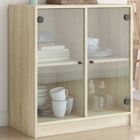 Auxiliary cabinet with Sonoma oak glass doors 68x37x75.5 cm by , Sideboards - Ref: Foro24-836422, Price: 82,99 €, Discount: %