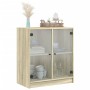 Auxiliary cabinet with Sonoma oak glass doors 68x37x75.5 cm by , Sideboards - Ref: Foro24-836422, Price: 81,64 €, Discount: %