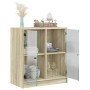 Auxiliary cabinet with Sonoma oak glass doors 68x37x75.5 cm by , Sideboards - Ref: Foro24-836422, Price: 81,64 €, Discount: %