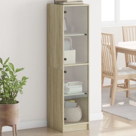 Sideboard with Sonoma oak glass doors 35x37x142 cm by , Sideboards - Ref: Foro24-836436, Price: 109,99 €, Discount: %