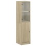 Aparador con puerta de vidrio roble Sonoma 35x37x142 cm de , Aparadores - Ref: Foro24-836443, Precio: 83,26 €, Descuento: %