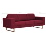 3-seater sofa in red wine-colored fabric by vidaXL, Sofas - Ref: Foro24-281394, Price: 444,93 €, Discount: %