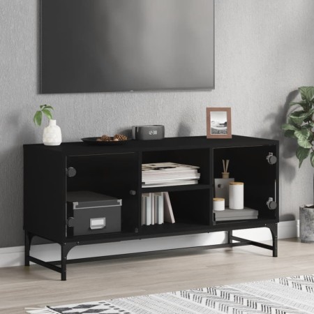 TV-Möbel mit schwarzen Glastüren 102x37x50 cm von , TV-Möbel - Ref: Foro24-836533, Preis: 64,13 €, Rabatt: %