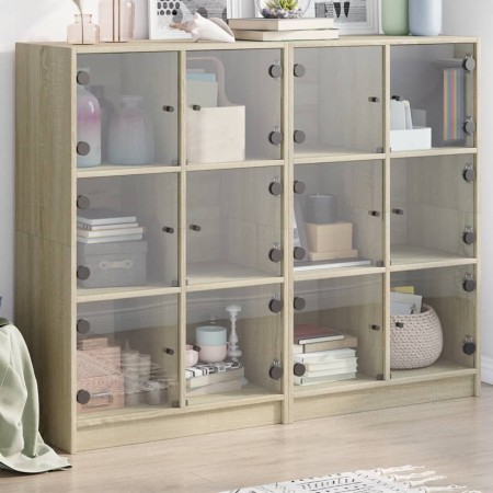 Shelf with oak Sonoma wood doors 136x37x109 cm by , Bookcases and shelves - Ref: Foro24-3206512, Price: 233,99 €, Discount: %