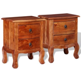 Bedside tables with drawers 2 pcs solid acacia wood by vidaXL, Nightstands - Ref: Foro24-243972, Price: 195,75 €, Discount: %