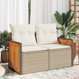 Garden sofa with 2-seater synthetic beige rattan cushions by , Outdoor sofas - Ref: Foro24-366084, Price: 201,84 €, Discount: %