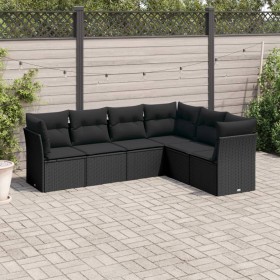 Set aus 6-teiligen Gartensofas und Kissen Kunstrattan schwarz von , Gartensets - Ref: Foro24-3217675, Preis: 383,47 €, Rabatt: %