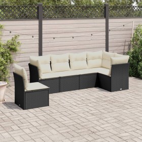 Set aus 6-teiligen Gartensofas und Kissen Kunstrattan schwarz von , Gartensets - Ref: Foro24-3217696, Preis: 399,22 €, Rabatt: %