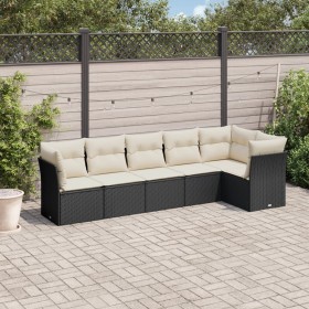 Set aus 6-teiligen Gartensofas und Kissen Kunstrattan schwarz von , Gartensets - Ref: Foro24-3217656, Preis: 408,57 €, Rabatt: %