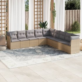 Set de sofás de jardín 9 pzas con cojines ratán sintético beige de , Conjuntos de jardín - Ref: Foro24-3217779, Precio: 586,9...