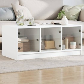 Mesa de centro con puertas de vidrio blanca 102x50x42 cm de , Mesas de centro - Ref: Foro24-836413, Precio: 89,99 €, Descuent...