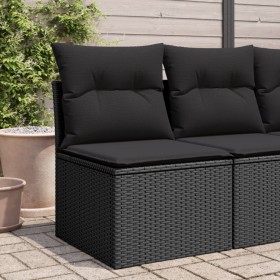 Silla de jardín sin reposabrazos con cojines ratán PE negro de , Sofás de exterior - Ref: Foro24-365984, Precio: 64,99 €, Des...