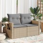 Garden sofa with 2-seater synthetic beige rattan cushions by , Outdoor sofas - Ref: Foro24-366094, Price: 170,27 €, Discount: %