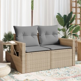 Garden sofa with 2-seater synthetic beige rattan cushions by , Outdoor sofas - Ref: Foro24-366094, Price: 176,09 €, Discount: %