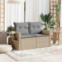 Garden sofa with 2-seater synthetic beige rattan cushions by , Outdoor sofas - Ref: Foro24-366094, Price: 166,27 €, Discount: %