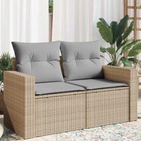 2-seater garden sofa with cushions, beige synthetic rattan by , Outdoor sofas - Ref: Foro24-366105, Price: 249,80 €, Discount: %