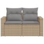 2-seater garden sofa with cushions, beige synthetic rattan by , Outdoor sofas - Ref: Foro24-366105, Price: 249,99 €, Discount: %