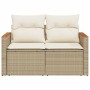 Garden sofa with 2-seater synthetic beige rattan cushions by , Outdoor sofas - Ref: Foro24-366082, Price: 188,65 €, Discount: %