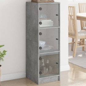 Sideboard with gray concrete glass doors 35x37x109 cm by , Sideboards - Ref: Foro24-836388, Price: 71,99 €, Discount: %