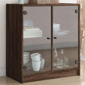 Auxiliary cabinet with brown oak glass doors 68x37x75.5 cm by , Sideboards - Ref: Foro24-836426, Price: 85,99 €, Discount: %