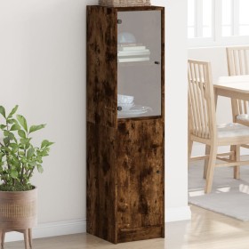 Aparador con puerta de vidrio roble ahumado 35x37x142 cm de , Aparadores - Ref: Foro24-836445, Precio: 94,94 €, Descuento: %