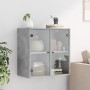 Wall-mounted furniture with gray glass doors and concrete finish, measuring 68x37x68.5 cm. by , Lockers and storage cabinets ...