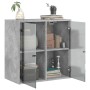 Wall-mounted furniture with gray glass doors and concrete finish, measuring 68x37x68.5 cm. by , Lockers and storage cabinets ...