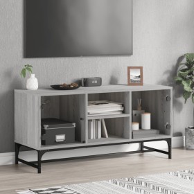 Mueble de TV con puertas de vidrio gris Sonoma 102x37x50 cm de , Muebles TV - Ref: Foro24-836537, Precio: 70,85 €, Descuento: %