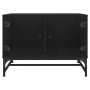 Mesa de centro con puertas de vidrio negra 68,5x50x50 cm de , Mesas de centro - Ref: Foro24-836540, Precio: 66,99 €, Descuent...