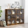 Shelving unit with smoked oak wood doors 136x37x109 cm by , Bookcases and shelves - Ref: Foro24-3206514, Price: 231,91 €, Dis...