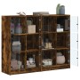 Shelving unit with smoked oak wood doors 136x37x109 cm by , Bookcases and shelves - Ref: Foro24-3206514, Price: 231,91 €, Dis...