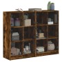 Shelving unit with smoked oak wood doors 136x37x109 cm by , Bookcases and shelves - Ref: Foro24-3206514, Price: 231,91 €, Dis...