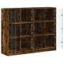 Shelving unit with smoked oak wood doors 136x37x109 cm by , Bookcases and shelves - Ref: Foro24-3206514, Price: 231,91 €, Dis...