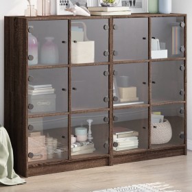 Estantería con puertas madera marrón roble 136x37x109 cm de , Librerías y estanterías - Ref: Foro24-3206516, Precio: 238,41 €...