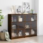 Estantería con puertas madera marrón roble 136x37x109 cm de , Librerías y estanterías - Ref: Foro24-3206516, Precio: 239,99 €...