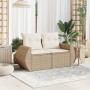 Garden sofa with 2-seater synthetic beige rattan cushions by , Outdoor sofas - Ref: Foro24-366080, Price: 218,85 €, Discount: %