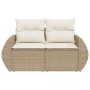 Garden sofa with 2-seater synthetic beige rattan cushions by , Outdoor sofas - Ref: Foro24-366080, Price: 218,85 €, Discount: %