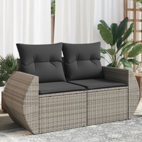 Garden sofa with cushions, 2 seats, synthetic gray rattan by , Outdoor sofas - Ref: Foro24-366124, Price: 197,46 €, Discount: %