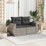 Gartensofa mit 2-Sitzer-Kissen synthetisches Rattangrau von , Outdoor-Sofas - Ref: Foro24-366124, Preis: 197,46 €, Rabatt: %