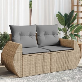 Garden sofa with 2-seater synthetic beige rattan cushions by , Outdoor sofas - Ref: Foro24-366107, Price: 210,64 €, Discount: %