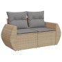 Garden sofa with 2-seater synthetic beige rattan cushions by , Outdoor sofas - Ref: Foro24-366107, Price: 208,95 €, Discount: %