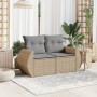 Garden sofa with 2-seater synthetic beige rattan cushions by , Outdoor sofas - Ref: Foro24-366107, Price: 208,95 €, Discount: %