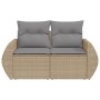 Garden sofa with 2-seater synthetic beige rattan cushions by , Outdoor sofas - Ref: Foro24-366107, Price: 208,95 €, Discount: %