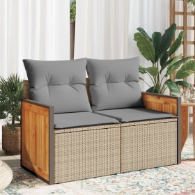 Garden sofa with 2-seater synthetic beige rattan cushions by , Outdoor sofas - Ref: Foro24-366111, Price: 202,95 €, Discount: %