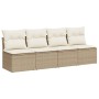 4-seater garden sofa with beige synthetic rattan cushions by , Outdoor sofas - Ref: Foro24-366054, Price: 268,52 €, Discount: %