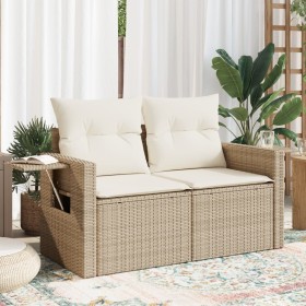 Garden sofa with 2-seater synthetic beige rattan cushions by , Outdoor sofas - Ref: Foro24-366061, Price: 197,62 €, Discount: %